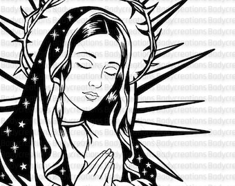 Mother Mary outline Virgen de Guadalupe svg, png, art virgencita