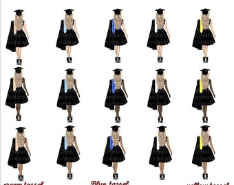 Graduation girl clipart- blonde hair PNG