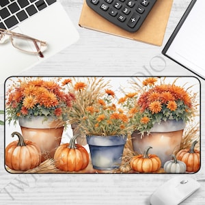 Les mamans de l&#39;automne et les citrouilles, grand tapis de souris pour le bureau et les jeux, tapis de souris antidérapant pour les amoureux de l&#39;automne, accessoire de bureau pour l&#39;automne, tapis de jeu pour l&#39;automne