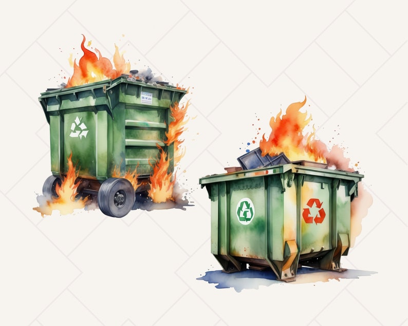 Watercolor Dumpster Fires Clipart Set Dumpster Fire Illustrations watercolor-dumpster-fires-clipart-set-dumpster-fire-illustrations