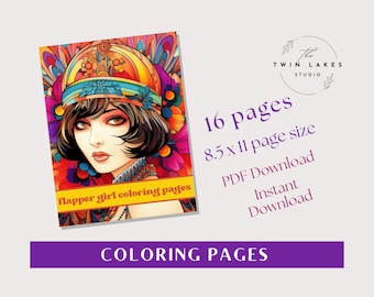 Flapper Girl Coloring Pages 1920s Coloring Sheets Digital Download Flapper Coloring Book Flapper Girls