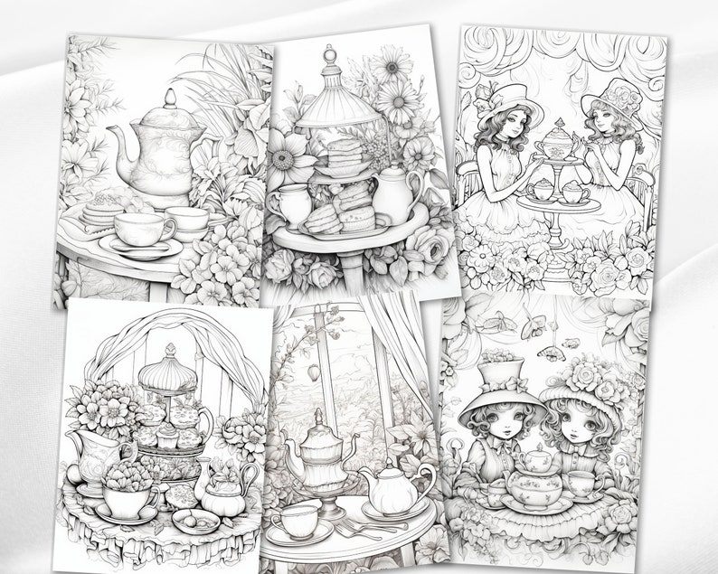 20 Garden Party Coloring Pages Whimsical Printable Tea Party Coloring ...