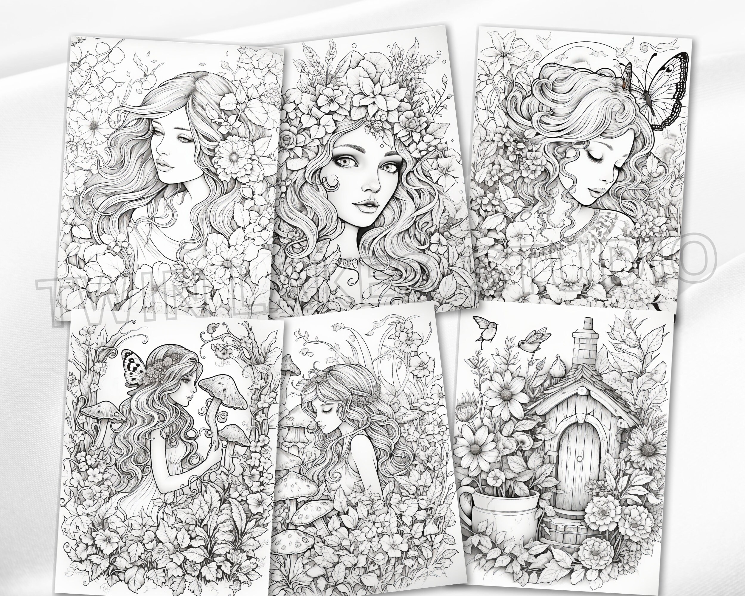 A Fantasy Garden Coloring Book for Adults Whimsical Garden Sheets
