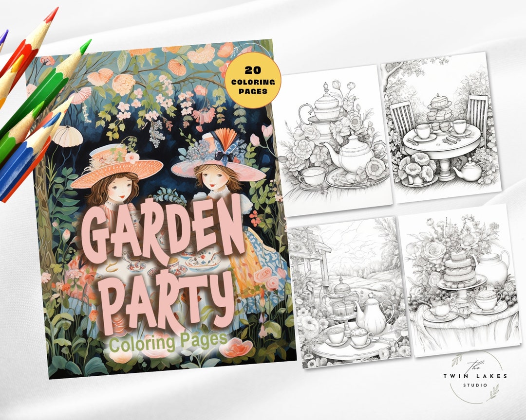 20 Garden Party Coloring Pages | Whimsical Printable Tea Party Coloring ...