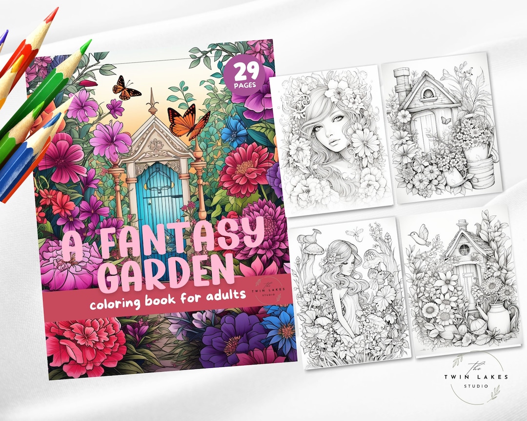 A Fantasy Garden Coloring Book for Adults | Whimsical Garden Sheets ...