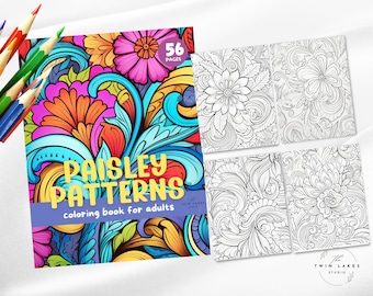Paisley Designs: Relaxing Coloring Book for Adults | Paisley Patterns Coloring Pages | Digital Download