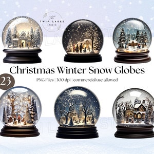 Boules à neige Noël hiver - boule à neige enfants en hiver - boule à neige - Clipart - téléchargement numérique - usage commercial