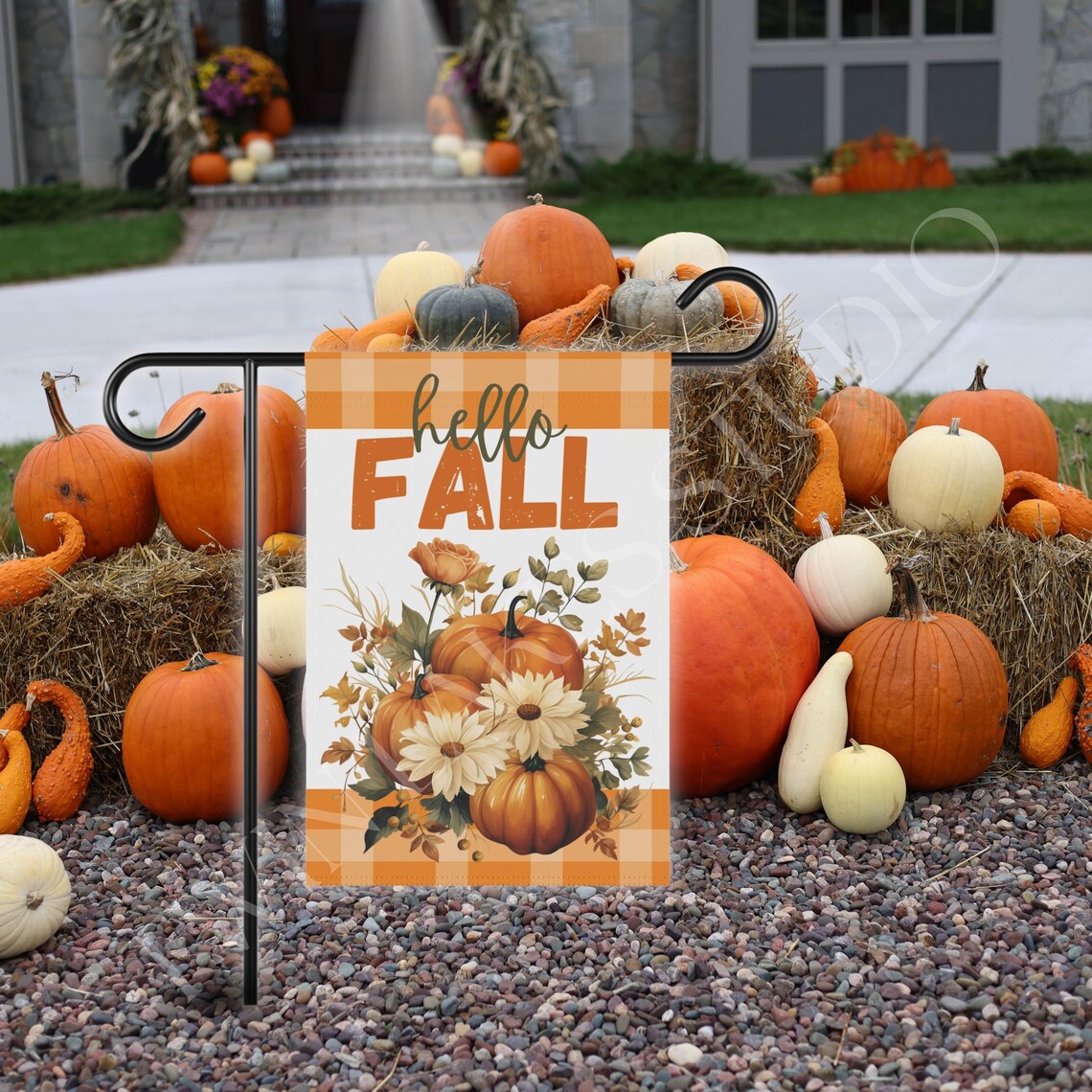 Hello Fall Garden Flag Pumpkin & Autumn Yard Banner for Seasonal Decor ...