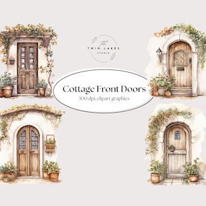 Cottage Doors PNG Transparent Background Clipart Commercial Use Watercolor Country Front Doors