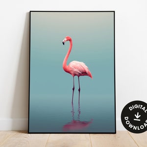Minimalist Flamingo poster, animal inspired wall art, instant digital download, digital print, digital art