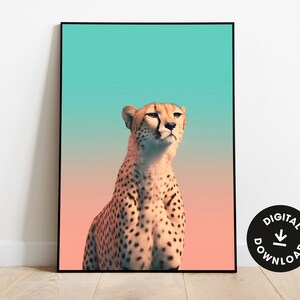 Minimalist Cheetah poster, animal inspired wall art, instant digital download, digital print, digital art