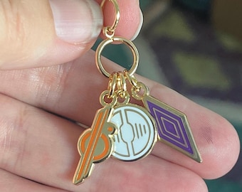 Galactic Starcruiser 3 charm pendant - logo, m band, Gaya singing stone