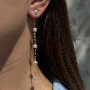 Freshwater Pearl Drop Earrings, Valentine's Day Gift, Bridal Pearl Earrings, Gold Pearl Earrings Dangle, Wedding Earrings, Bridesmaids Gift image 1