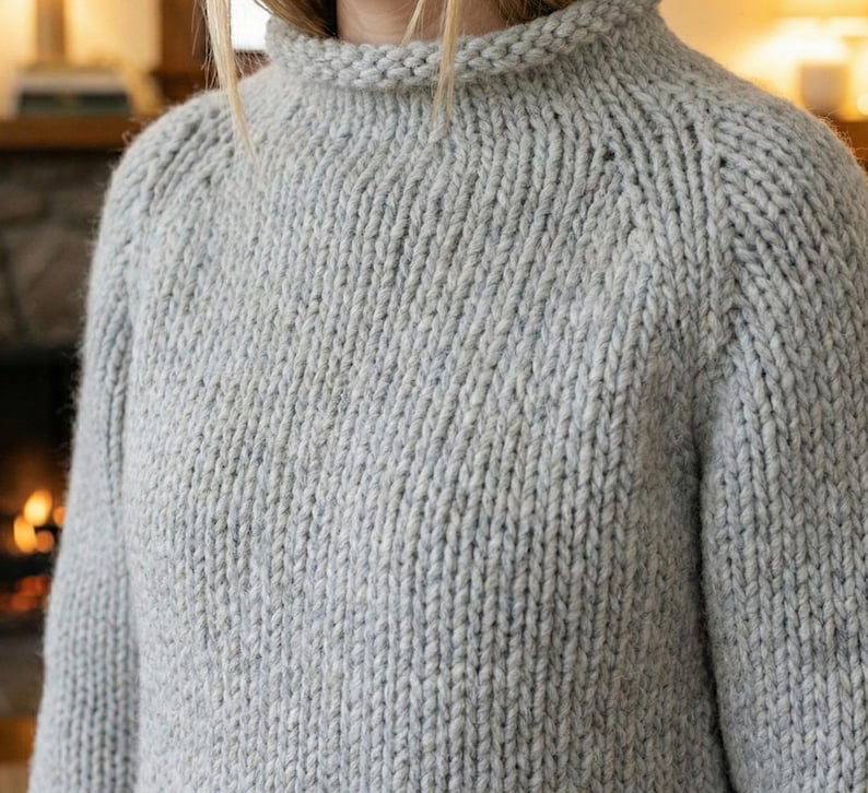 Einfaches Strickmuster für grobstrick Pullover | Anfänger Raglan Pullover PDF Bild 1