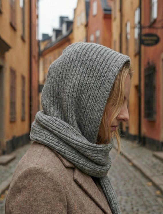 Hooded Scarf Knitting Instructions | Pattern - Etsy