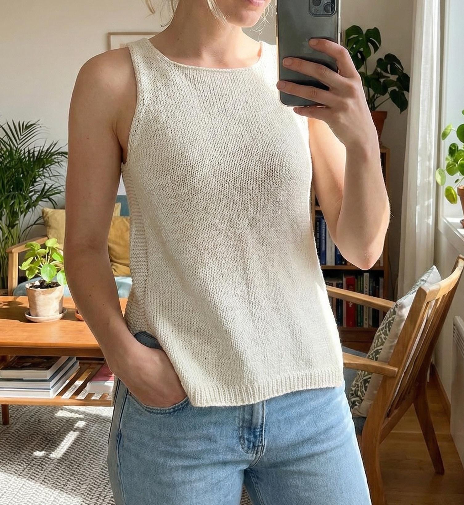 Ivona Top Knitting Pattern | Sleeveless Linen Tank - Etsy