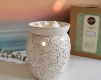 Sunfish Wax Melt Warmer: Embossed Ceramic Electric Warmer