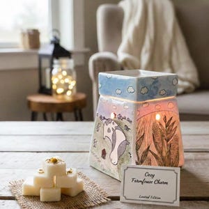 Ceramic Wax Melt Warmer, Midwest Landscape Pottery Oil Burner, Rustic Farmhouse Decor Bild 1