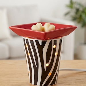 Zebra Ceramic Wax Warmer, Scented Fragrance Diffuser, Safari Home Decor