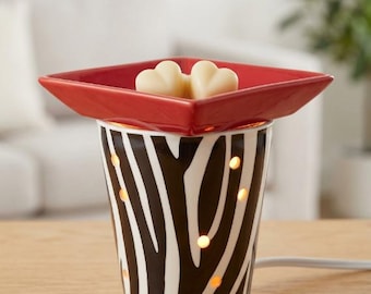 Zebra Ceramic Wax Warmer, Scented Fragrance Diffuser, Safari Home Decor