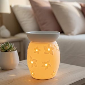 Plumeria Ceramic Electric Wax Melt Burner - Scented Oil Warmer