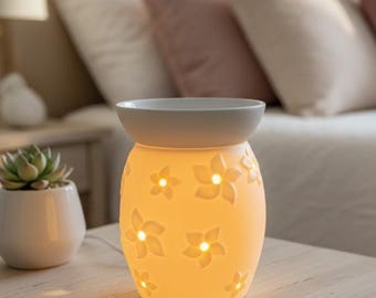 Plumeria Ceramic Electric Wax Melt Burner - Scented Oil Warmer