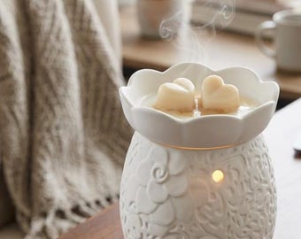 Rose of Paradise Ceramic Wax Melt Warmer - Ivory Floral Scent Warmer