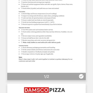 レストランの毎日の衛生チェックリスト | テイクアウト＆ファーストフードの清掃記録 | 食品安全テンプレート | デジタルダウンロード