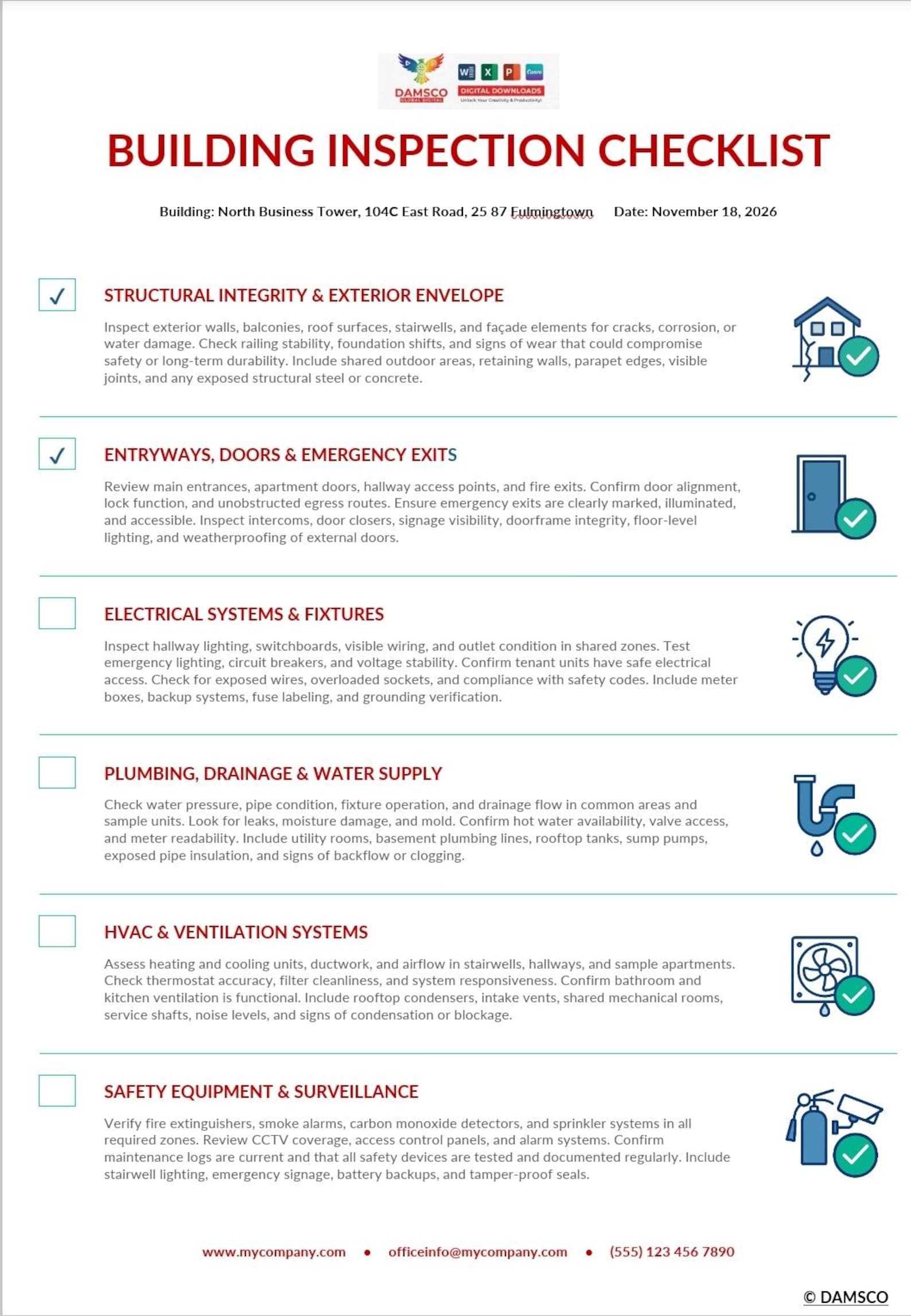 Building Inspection Checklist | Editable Property Audit Template (pdf ...