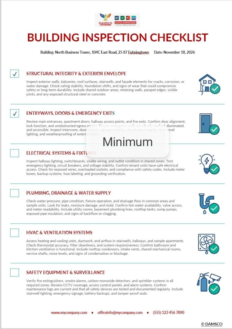 Building Inspection Checklist | Editable Property Audit Template (pdf ...