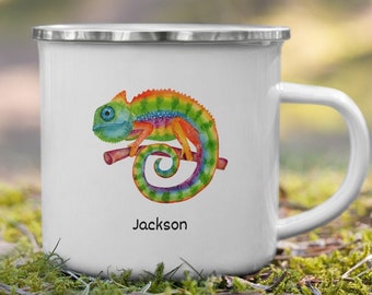 Personalized Mug for kids, Jackson chameleon, unbreakable mug for kids, Hot chocolate mug, outdoors mug, gift for children,