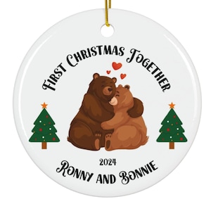 Personalized Christmas ornament, First Christmas Together Ornament, New Couple Custom Ornament Personalized Couple ornament, Bears in love