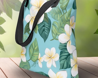 Plumeria Bags Tropical Hawaii Floral Print Travel Tote
