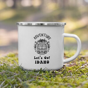 Idaho Camping Enamel Mug: Retro Adventure Gift