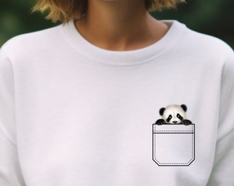 Niedliches Panda Taschen-Sweatshirt, Unisex Panda Liebhaber Geschenk