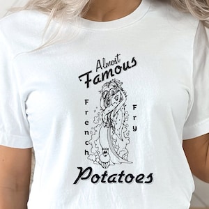 Zabawna koszulka Idaho, Zabawna koszulka z ziemniakami, Koszulki z frytkami, Zabawne frytki, Koszulki z ziemniakami, Koszulki z kreskówek vintage, Koszulki z Idaho, ziemniaki