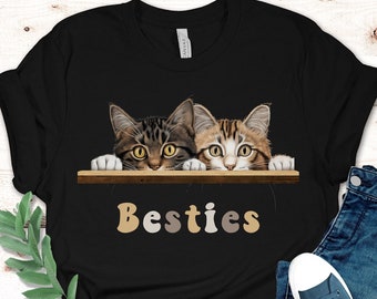 Cute Cats Besties T-Shirt, Cat Lover Gift