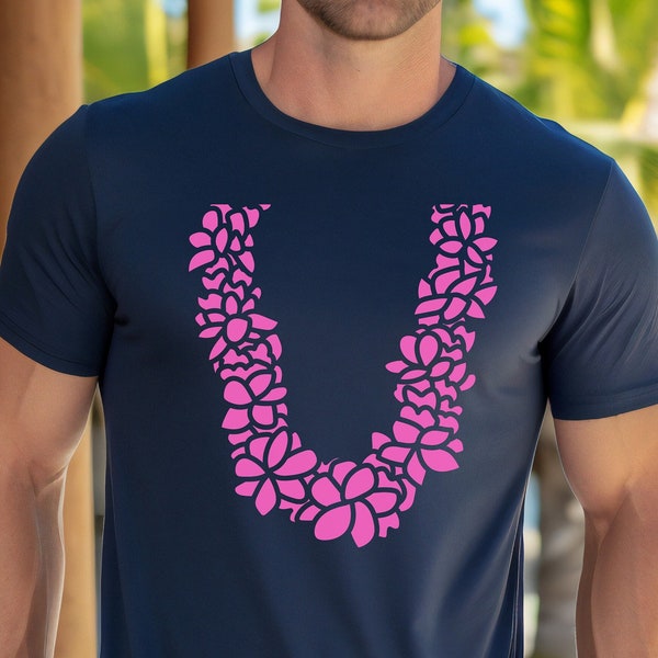 Flower Lei Shirt, Hawaiian flower lei t-shirt, Hawaii Lei shirt, black and pink t-shirt, gift for Hawaii lover, lei Unisex t-shirt, pink lei