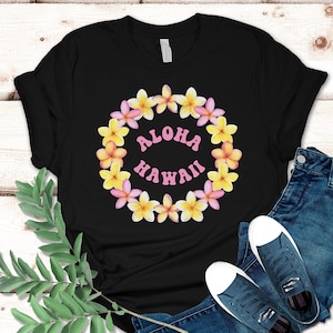 Plumeria lei shirt, Aloha Hawaii shirt, Hawaii Aloha shirt, Plumeria lei Tshirt  gift for Hawaii lover, tropical flowers tee Aloha t-shirt
