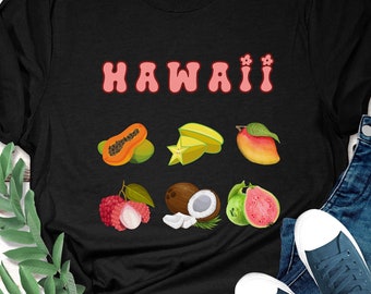 Hawaii Fruit T-Shirt: Tropical Mango, Papaya, Coconut Tee