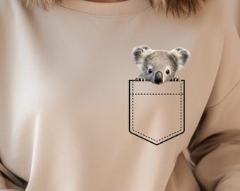 Koala Sweatshirt, Faux Pocket Personalized Animal Hoodie