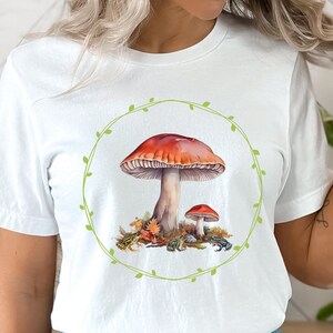 Vintage Watercolor Mushroom Shirt: Cottagecore Frog Tee