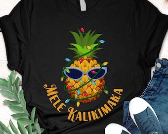 Hawaiian Christmas T-Shirt: Pineapple Lights, Mele Kalikimaka