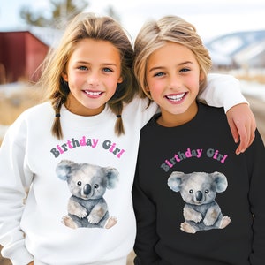 Koala Birthday Girl Sweatshirt: Youth Cotton-Blend Crewneck