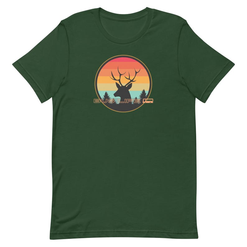 Bus Life Deer Shirt, retro sunset deer bus life shirt, Bus life t-shirt, bus life tees, Deer sunset shirt, bus lifeUnisex t-shirt