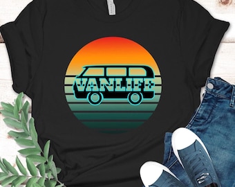 Retro Sunset Van Life T-Shirt: Nomad Couple Gift