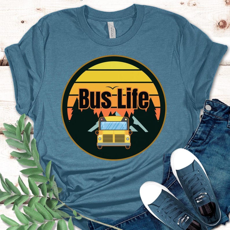 Bus LIfe t-shirt, retro sunset bus life tee