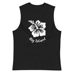 Big Island Muscle Shirt, Big Island of Hawaii hibiscus muscle tank, Unisex hibiscus minimalistic tank top