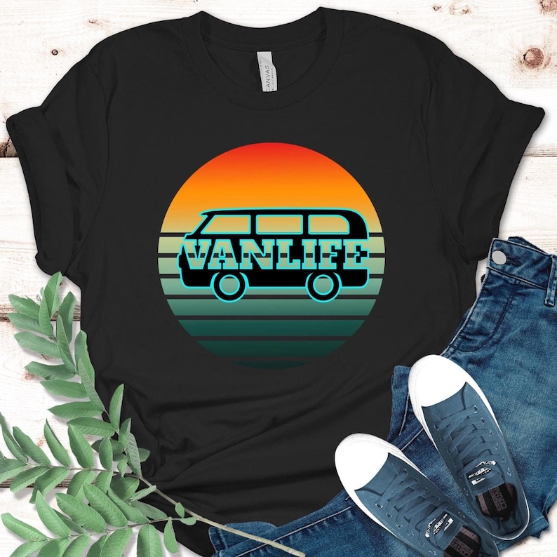 Van Life shirt, retro sunset van life tees, unisex couples tees for Nomads and van lovers