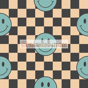 Blue smileys seamless repeating pattern